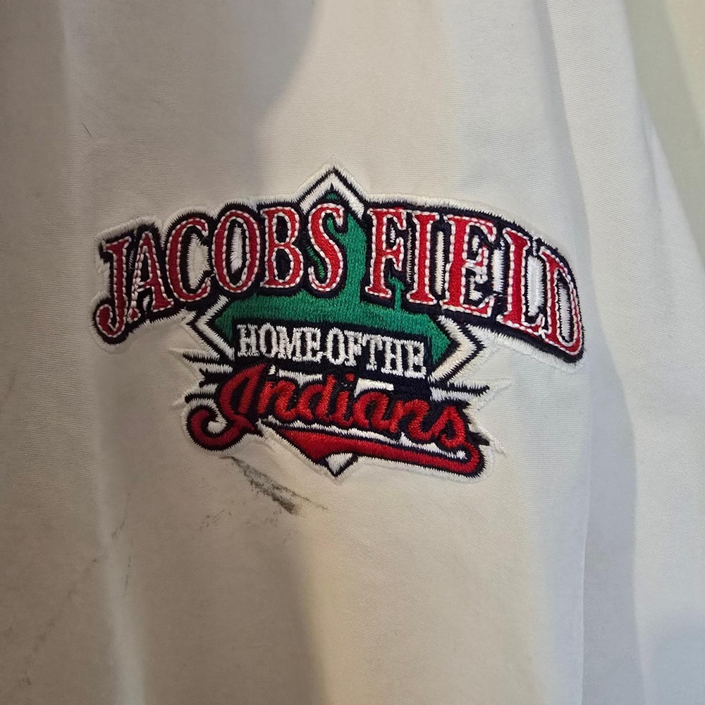 Vintage Starter Cleveland Indians MLB Windbreaker Pullover White Jacobs Field 2X - Picture 7 of 9
